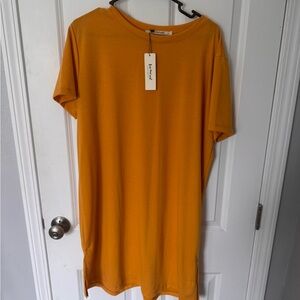 Three Birds Nest - Mustard Yellow T-Shirt Dress